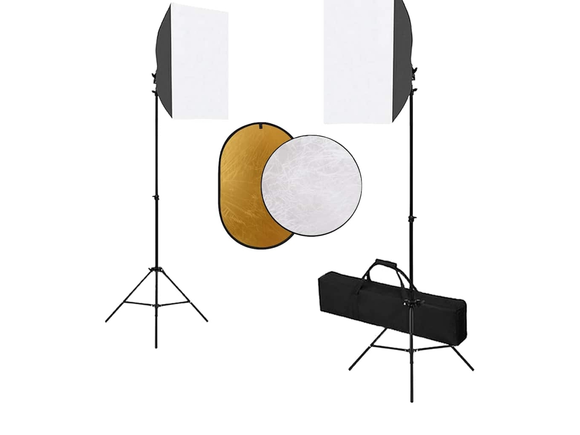 Vidaxl Kit Estúdio Fotográfico Com Softbox Iluminação E Refletor