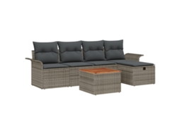 Conjunto 6 Conjunto De Sofás Para Jardim Vidaxl Cinzento Vime Pe (251 X 117 X 85 Cm)