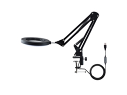 Lupa 10x Com Luz Led Braço Flexível Ajustável 3 Cores Lâmpada De Mesa Com Clip Preto