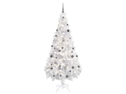 Vidaxl Árvore Natal Artificial Pré-iluminada C/ Bolas Pvc Branco