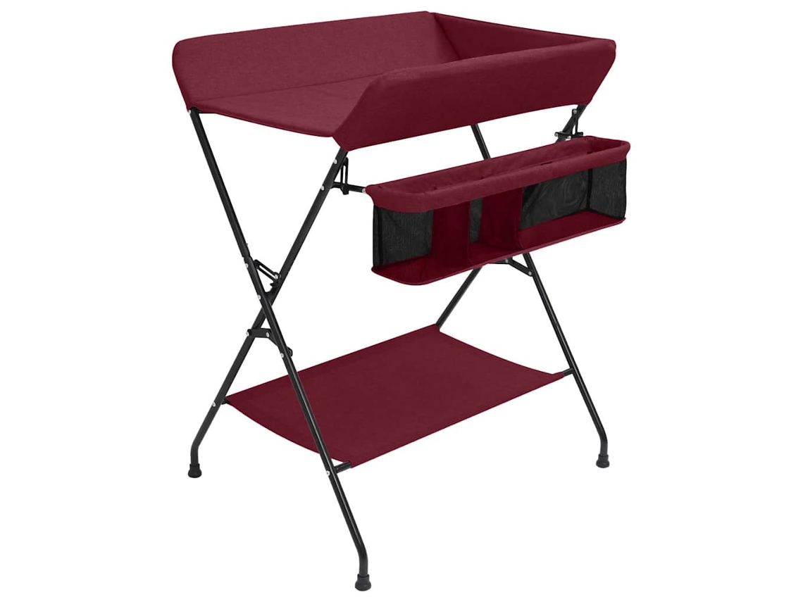 Vidaxl Mesa Muda-fraldas Ferro Vermelho