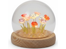Abajur Luminária Rosa Multicolorida Com Cúpula De Vidro E Base