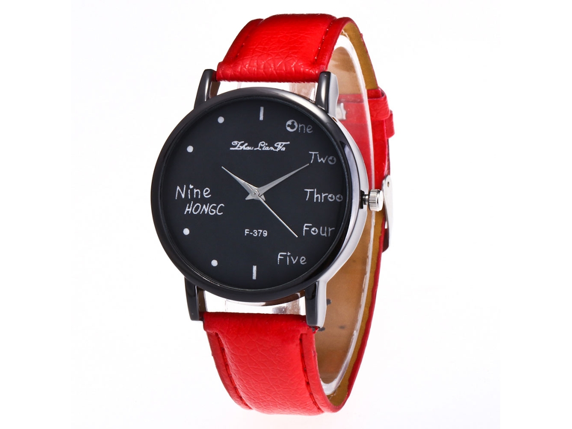 Relógio de Pulso Analógico de Quartzo com Mostrador Redondo Estilo Moderno e Durável (vermelho)