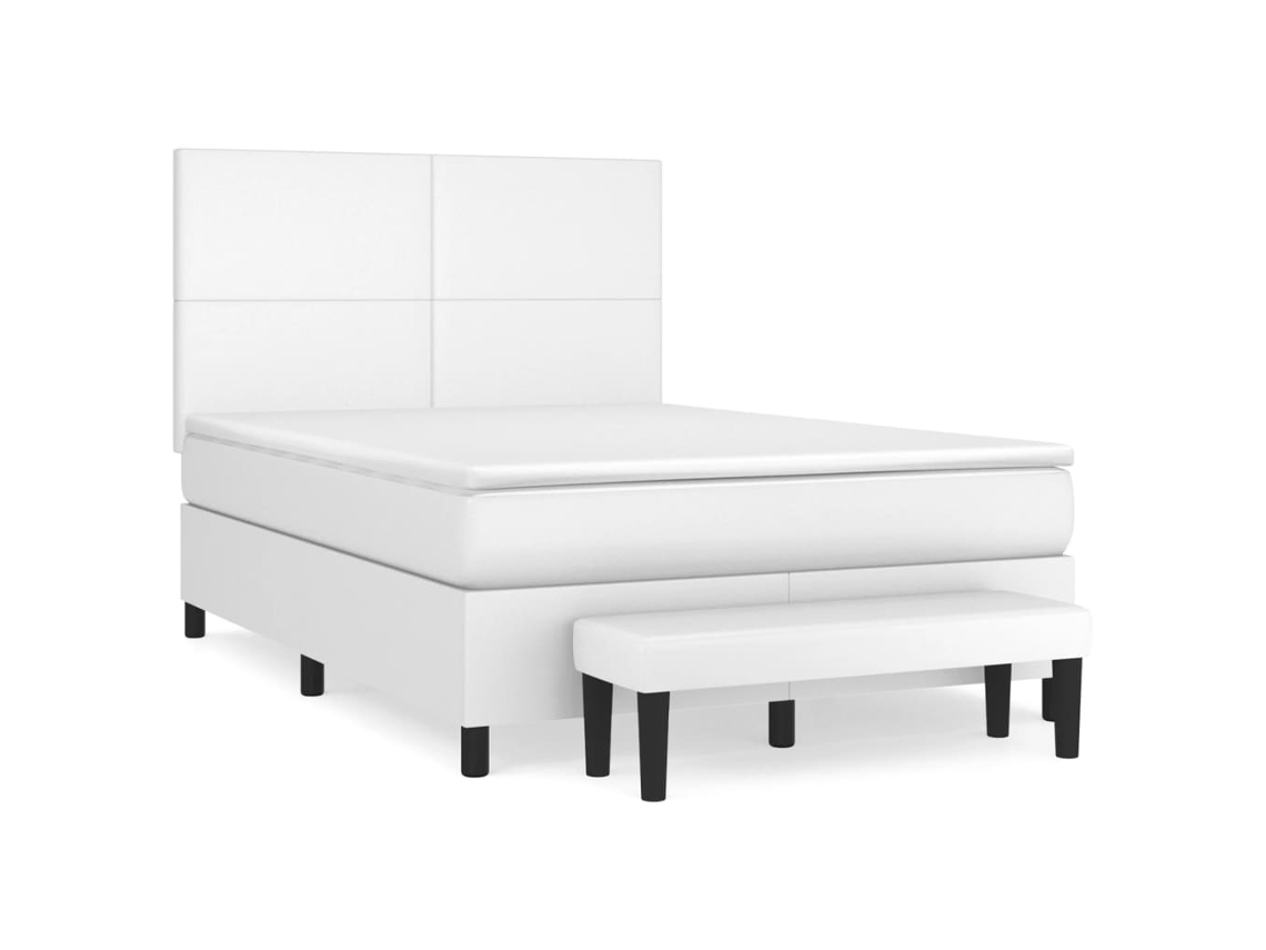Box Spring Bed, Box Spring Beds Vidaxl Branco Couro Artificial (140 X 200 Cm)