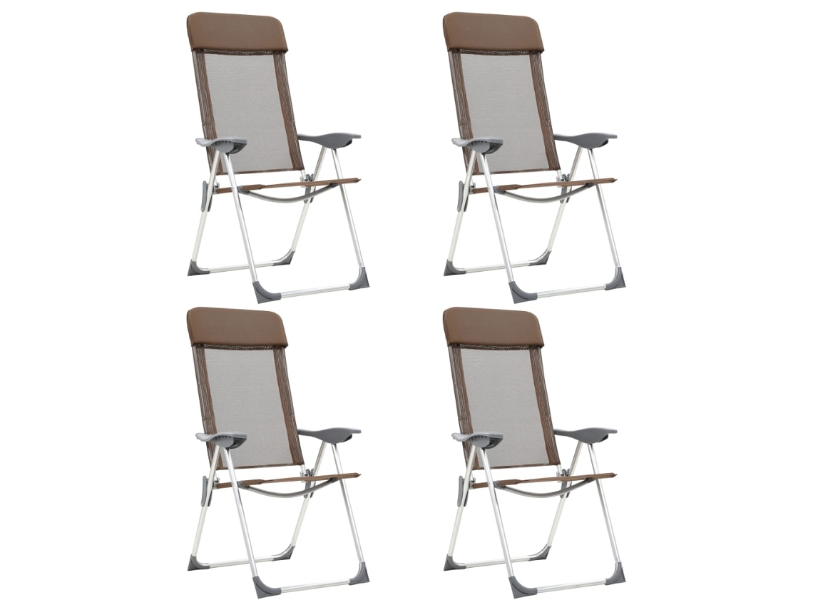 Vidaxl Cadeiras De Campismo Dobráveis 4 Pcs Alumínio Castanho