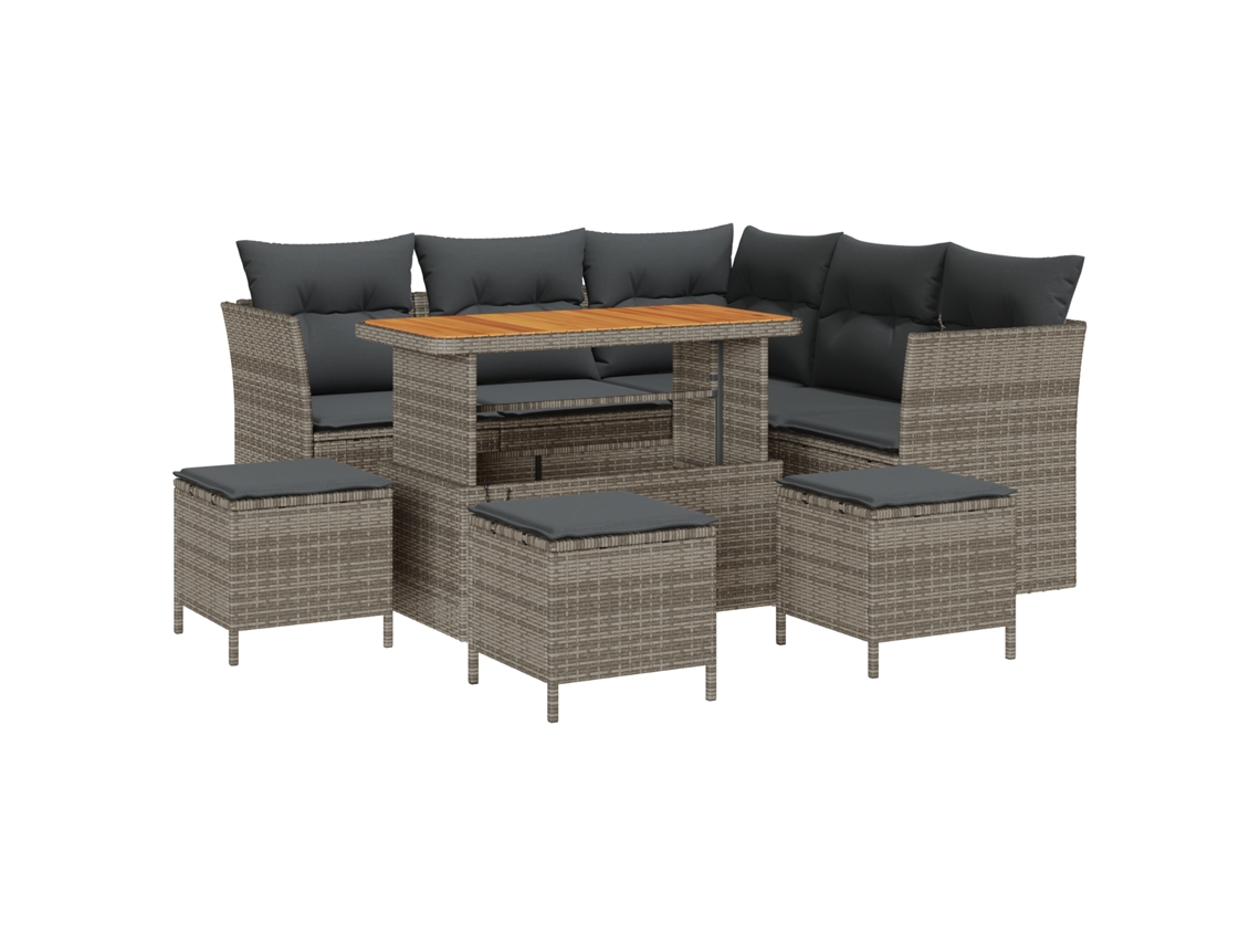 Conjunto 9 Conjunto De Sofá De Jardim Vidaxl Cinzento Vime Pe (110 X 55 X 71 Cm)