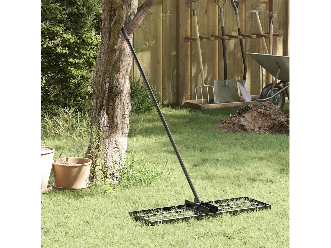 Vidaxl Rato De Nivelamento De Jardim Preto Aço Revestido A Pó