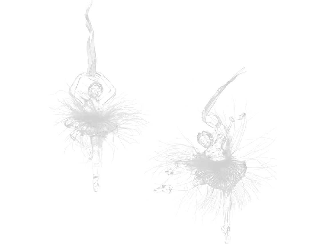 Conjunto 2 Enfeites Natal Acrílico Transparente Bailarinas Acessórios Criativos Árvore Decorações Parede GOKOCO