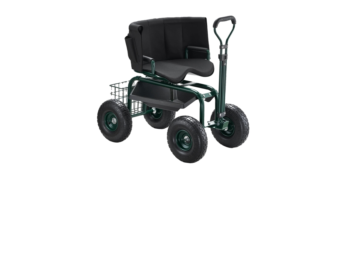 Carrinho De Jardim, Assento Confortável, Rodas Para Todos Os Terrenos, Com Encosto