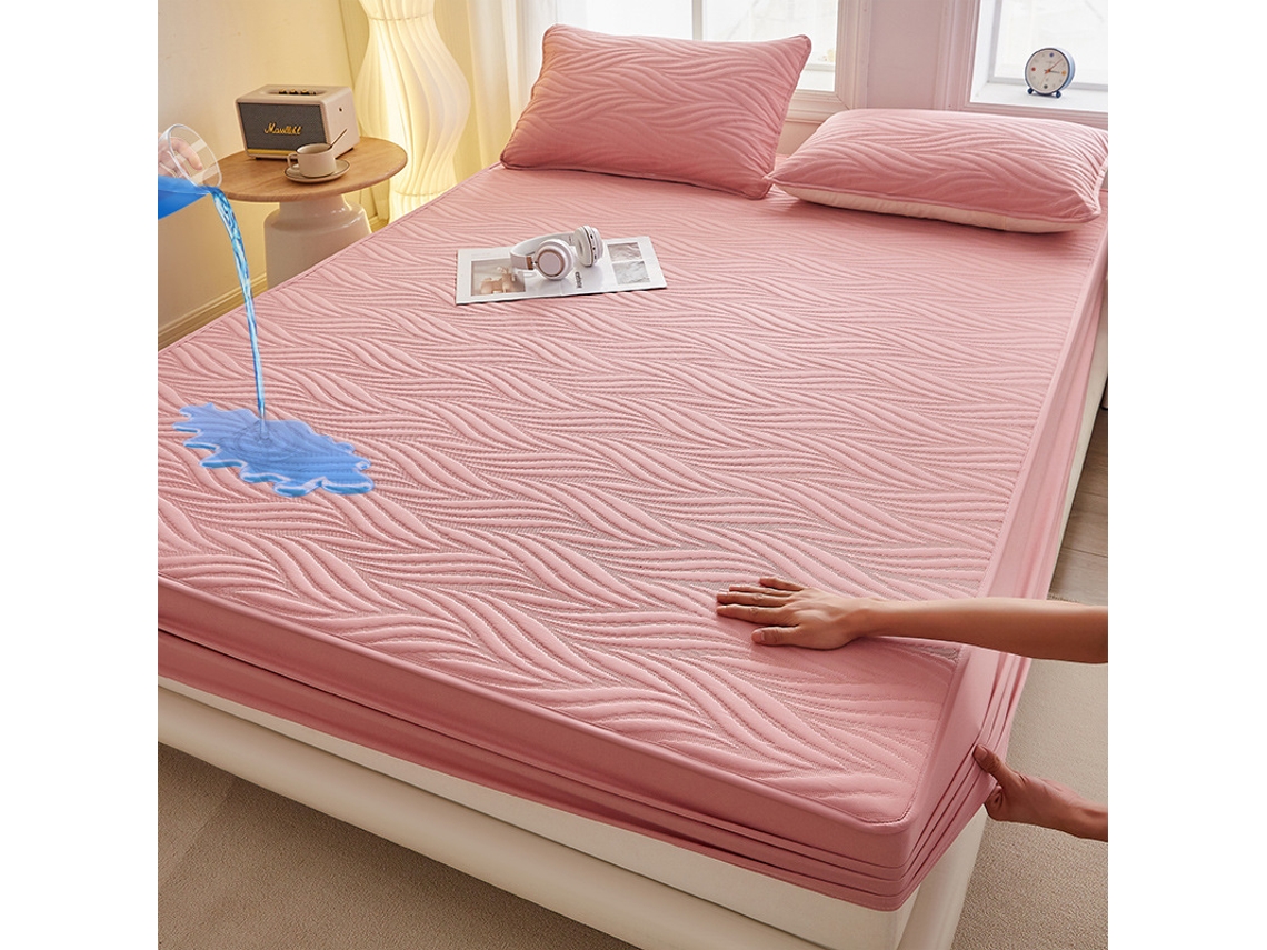 Protetor De Colchão Impermeável, Macio E Antiderrapante (rosa - 135x200cm) Cuich