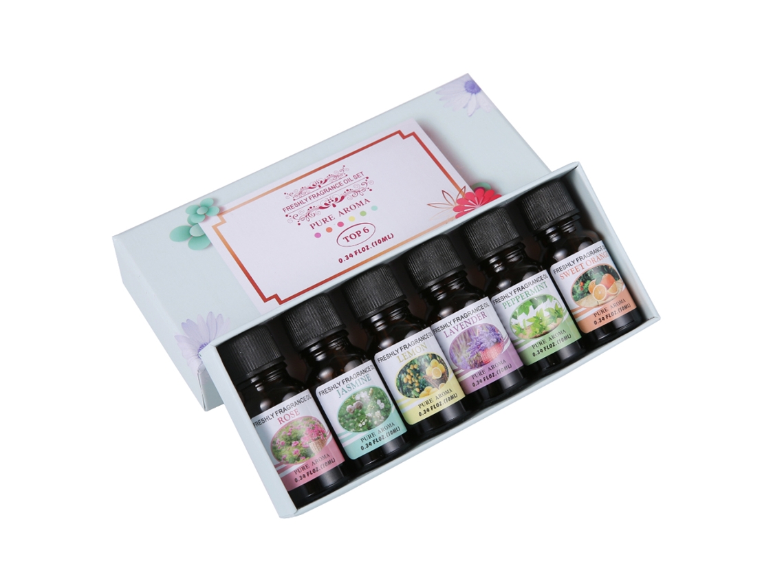 6 Frascos/conjunto 10ml Óleo Essencial Natural Puro Aroma para Umidificador de Ar