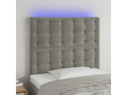 Vidaxl Cabeceira Cama C/ Luzes Led Veludo 90x5x118/128cm Cinza-claro