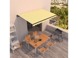 Vidaxl Toldo Retrátil Manual 450x350 Cm Amarelo E Branco