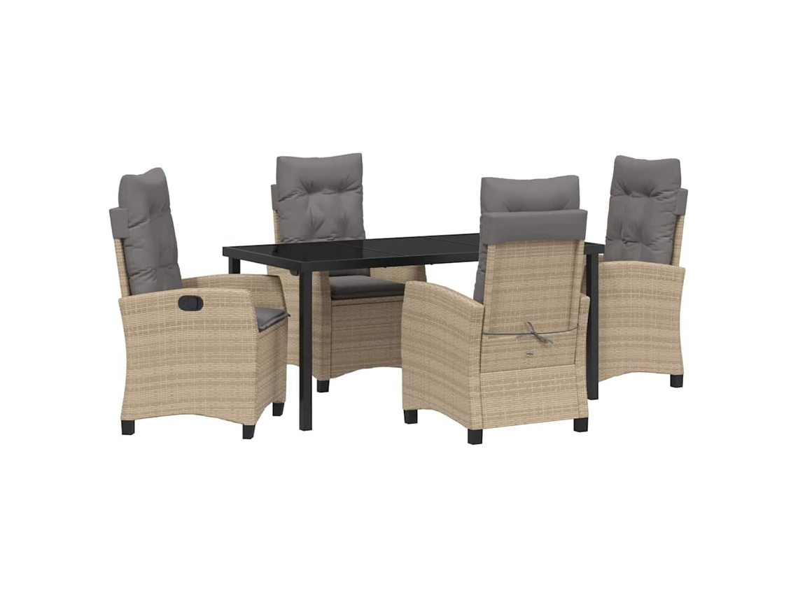 Maison Exclusive - Conjunto De Jantar Para Jardim Com Almofada 5 Pcs Bege Vime Pe
