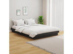 Vidaxl Estrutura Cama Pequena Casal 120x190 Cm Pinho Maciço Cinza