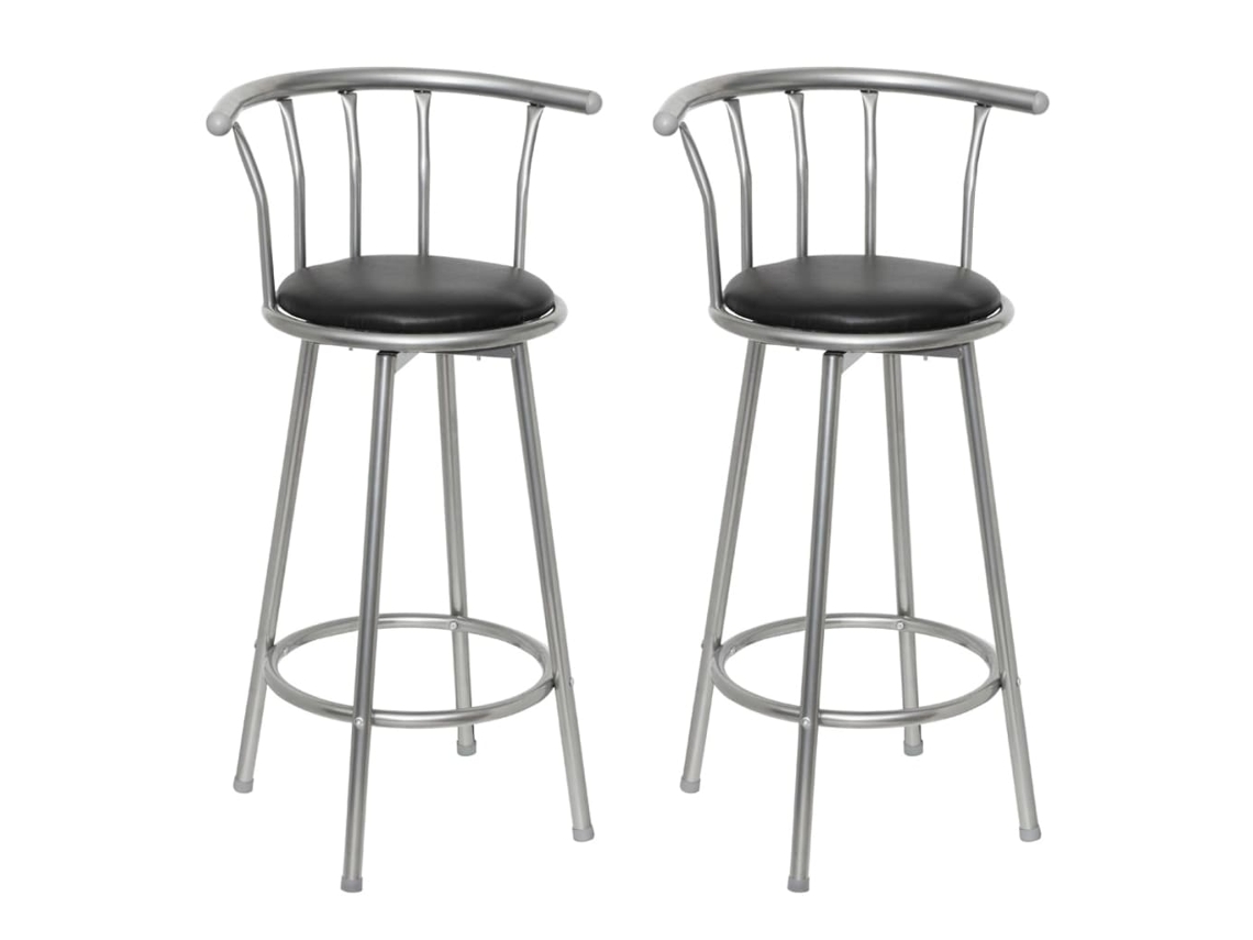 Vidaxl Bancos De Bar 2 Pcs Couro Artificial Preto