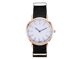 Reloj De Cuarzo Casual Unisex Con Correa De Nailon Dial Redondo Negro