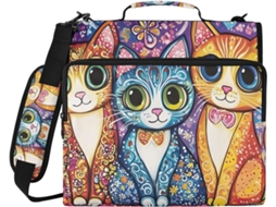 Bolsa organizadora Cats Big Eyes, feita com 3 argolas, tecido repelente à água e compartimento para laptop.