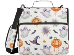 Pasta Temática De Halloween Com Zíper Em Formato Abóbora Branca, Alça De Ombro, Vários Bolsos De 3, 8cm, 3 Estojos