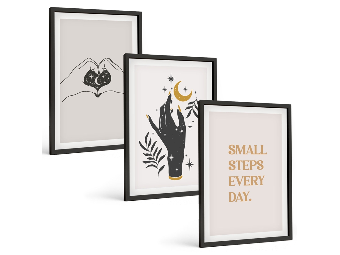 Conjunto De Pinturas Ilustrações Minimalistas Boho Espelharte (3 Peças 40x60 Cm)