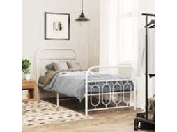 Estrutura De Cama Com Cabeceira E Pés 90x200 Cm Metal Branco