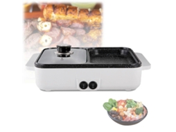 Grelha Elétrica Para Fondue 2 Em 1 Com Controle Independente De Temperatura E Revestimento Antiaderente Para Churrasco Interno