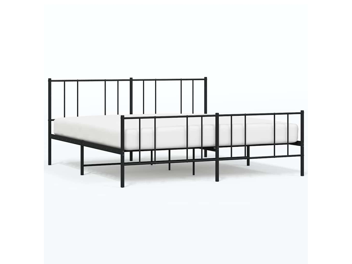 Bed Frame, Bed Frames Vidaxl Preto Aço (193 X 203 Cm)