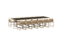 Jantar Set 13 Pcs for Garden with Almofadões Vime Pe Bege MAISON EXCLUSIVE (13 pcs)