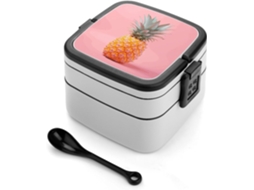 Marmita Japonesa Bento Box Com Estampa De Abacaxi E Duas Camadas, Ideal Para Mulheres E Homens, Perfeita Para Atividades