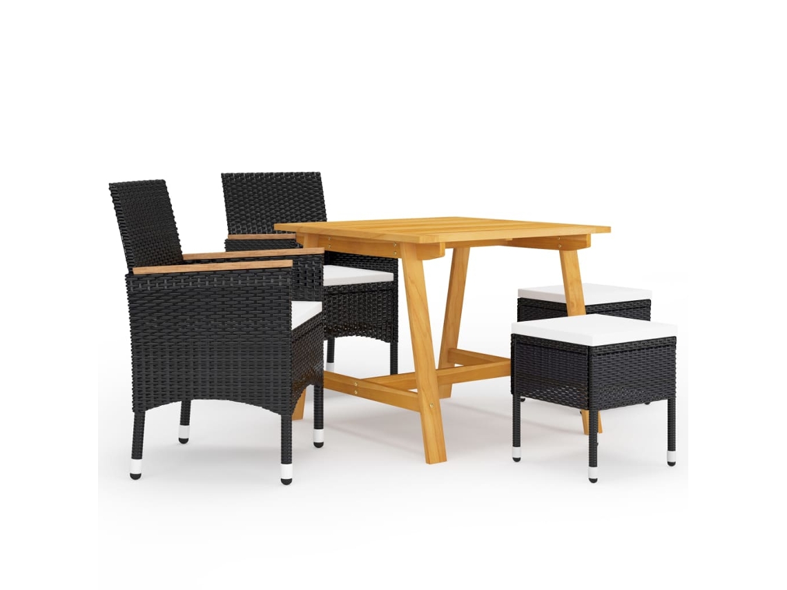 Conjunto De 5 Peças De Jantar Para Jardim Preto Dkd Home Decor