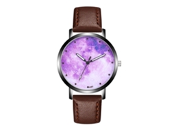 Reloj De Pulsera De Cuero Café Oscuro De Moda Ocio Analógico Cuarzo Dial Redondo Para Hombres