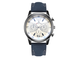Relógio Masculino de Pulso com Correia Pu de Couro Estilo Fashion Quartzo Azul