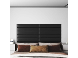 Vidaxl Cabeceira De Parede 12 Pcs 90 X 15 Cm Preto Tecido