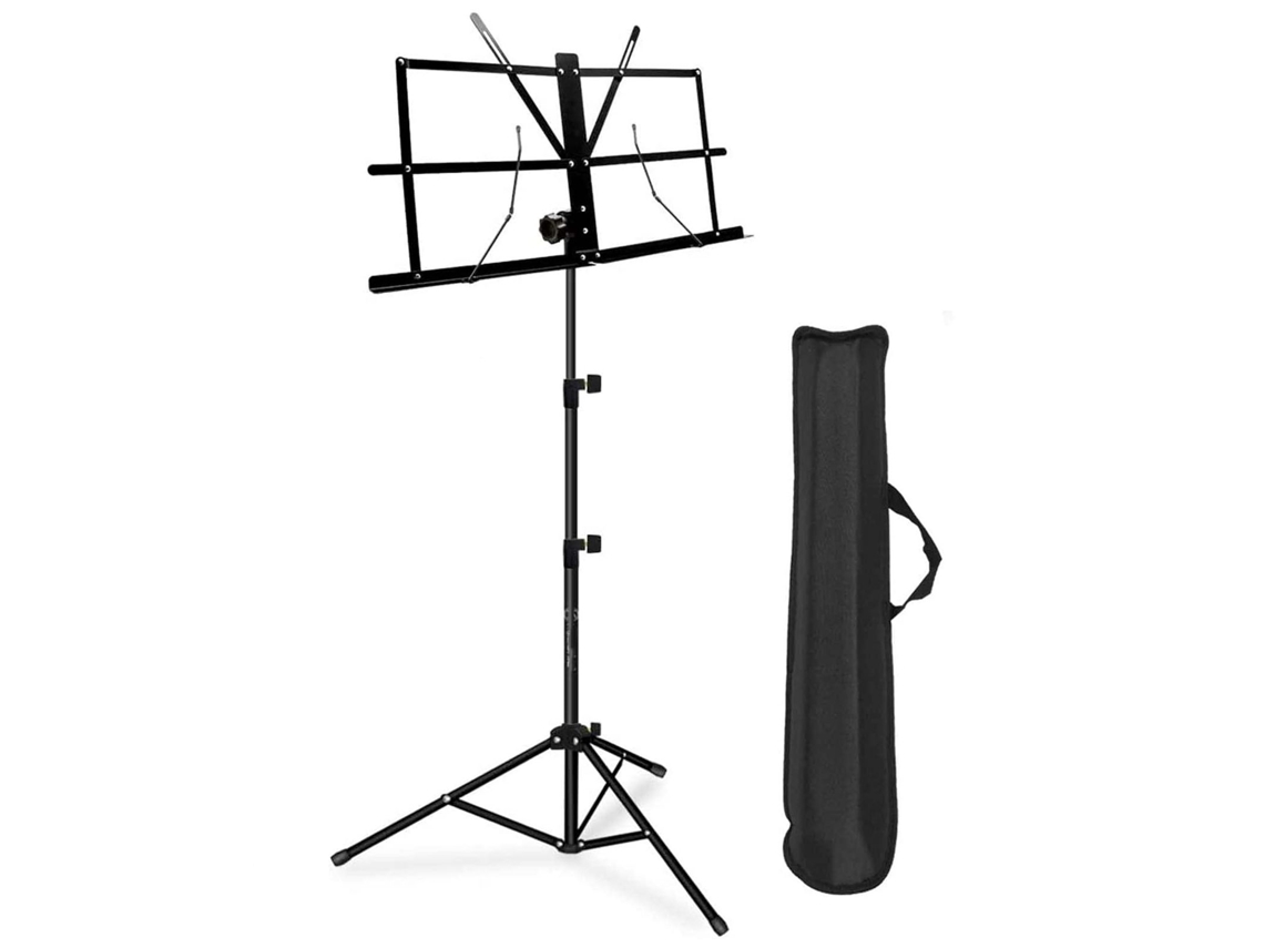 Estante de Partitura Dobrável Preta, Compacta, com Altura Ajustável e Estável para Apresentações AQUAFORGE
