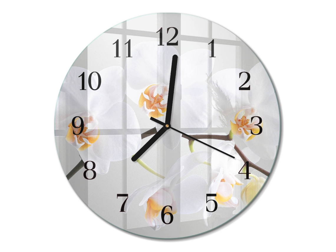 Relógio De Parede De Vidro Orquídea Espelharte (30 Cm)