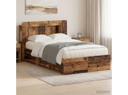 Vidaxl Estrutura De Cama Com Armazenamento Madeira Antiga 120 X 190 Cm