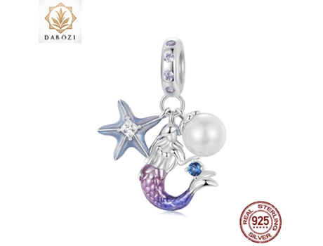 Pingente de sereia roxa Dabozi com estrela do mar e concha
