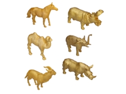 Primerox conjunto 6 Peças Figurinas Animais Selvagens Zoológico Pvc Simulação Dourada para Crianças +3 Anos