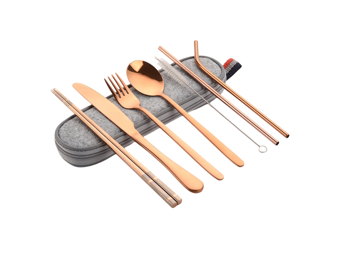 Jogo Talheres Viagem Inox Com Estojo Impermeável