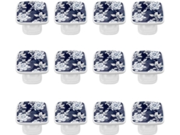 Puxadores Quadrados Para Armários De Cozinha, Puxadores Para Gavetas De Cômoda, 12 Peças, Estampa Floral Azul, Puxadores
