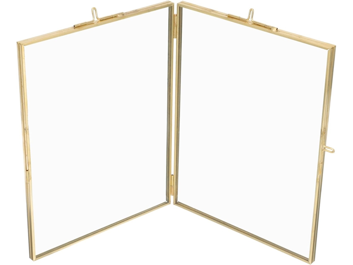 Porta Retratos Vidro Dourado Simples Elegante Estilo Nórdico Decorativo Exibir Lembranças Plantas Secas Mesa GOKOCO
