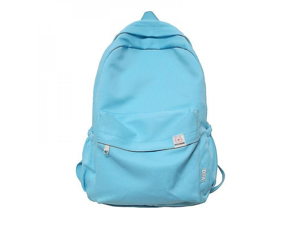Mochila Feminina Impermeável De Nylon Casual Para Viagem E Escola Adolescentes Cor Sólida 20-35l Azul