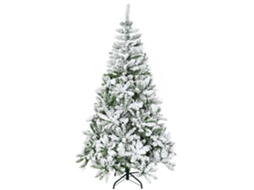 Árvore De Natal Artificial 180cm Com Neve Ignífugo Com 750 Ramos Folhas De Pvc Base Dobrável Verde