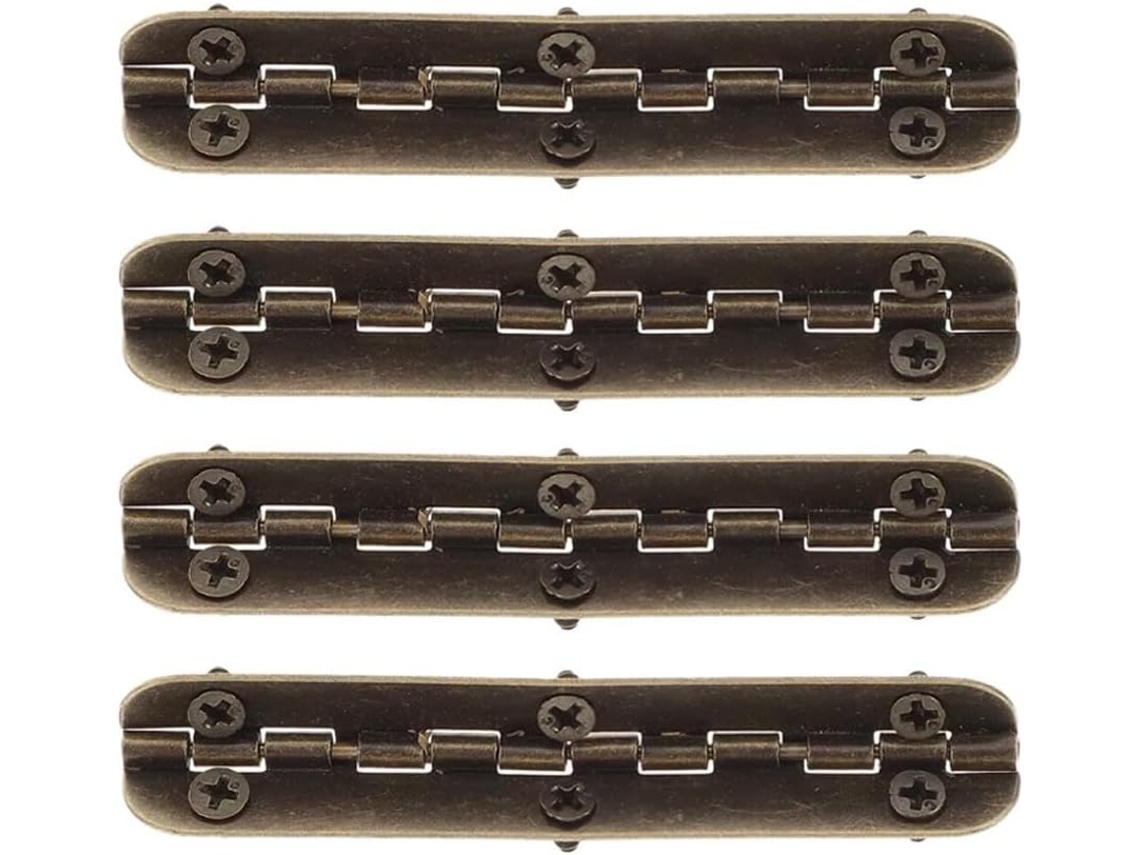 Conjunto De 4 Dobradiças Liga Zinco Para Armários, 65x100mm, 180 Graus, Cor Bronze, Ferragens Decorativas Para Caixas De