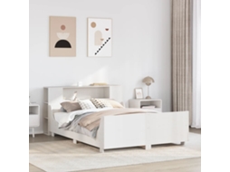 Cama Sem Colchão 140x190 Cm Madeira De Pinho Maciça Branco