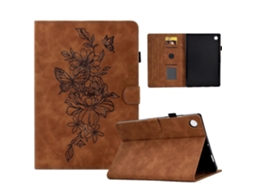 Capa De Couro Com Estampa De Peônia E Borboleta Para Tablet Huawei Matepad Se