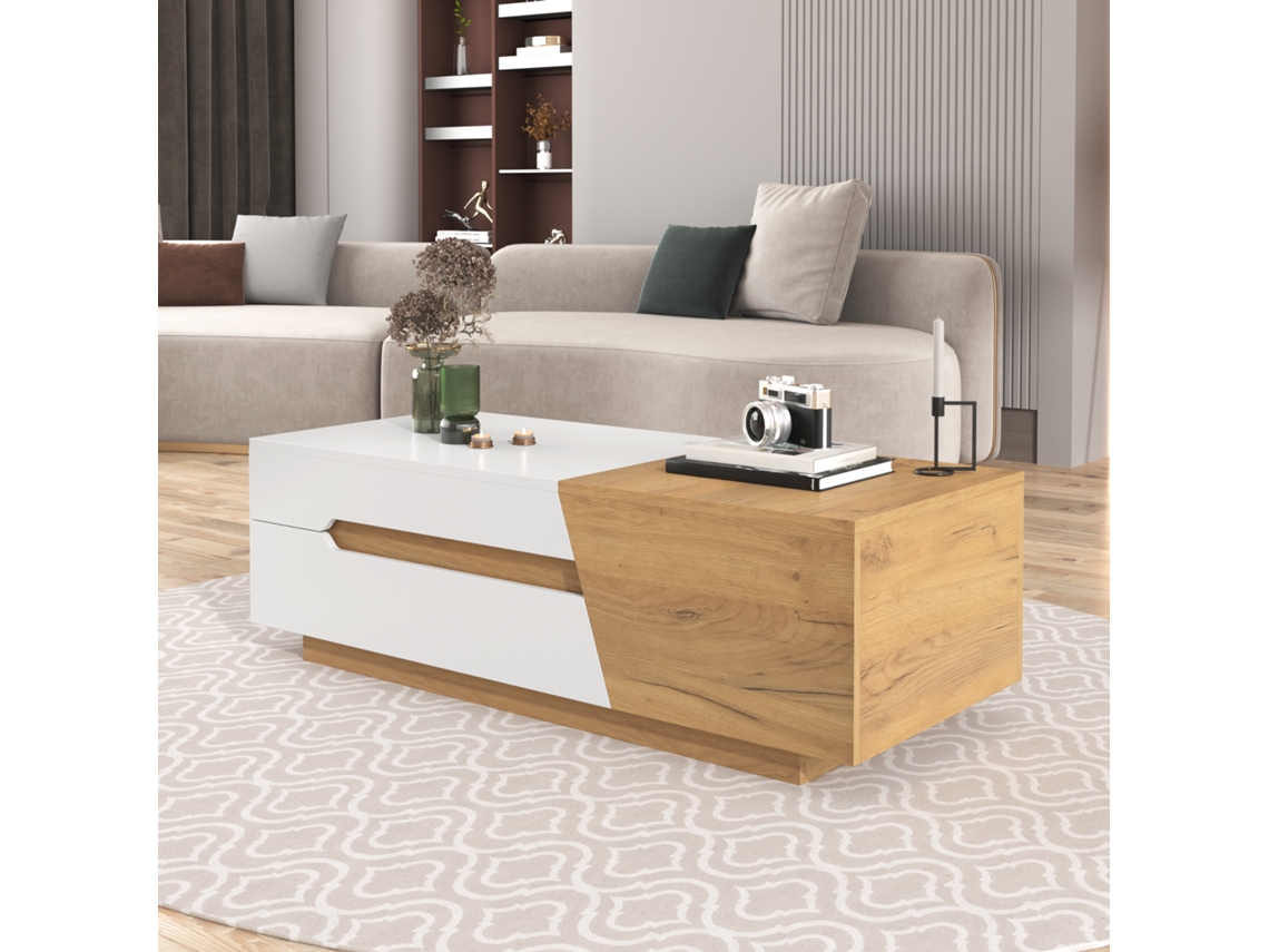 Mesa Centro Extensível Gavetas Blocos Cor