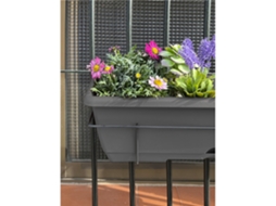 Jardin202 - Jardinera De Balcón Con Plato Y Soporte Metálico Incorporado | Macetero Balconero De Plástico Para Colgar Gris 60 Cm | 60 Cm (gris)