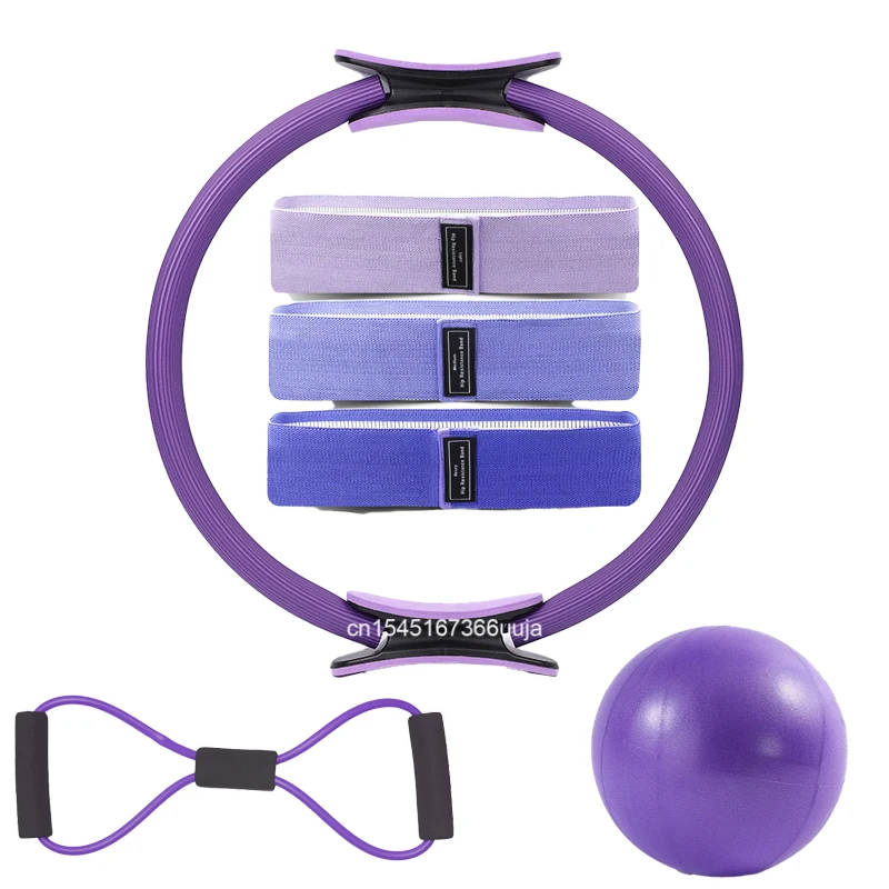 Conjunto De 6 Peças Na Cor Roxa. Inclui Faixas De Resistência, Ancoragem Para Porta, Tiras Para Pernas E Tornozelos.