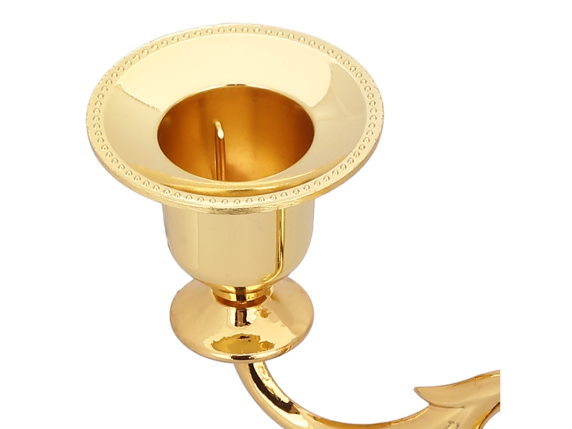 Retro Candlestick Ornament, Five-head Design, Golden Texture, Eoocoo